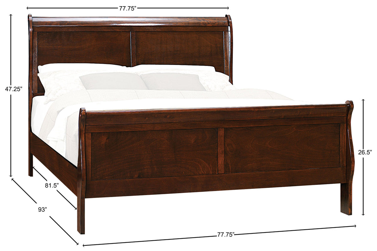 Cal King Cherry Sleigh Panel Bed P247