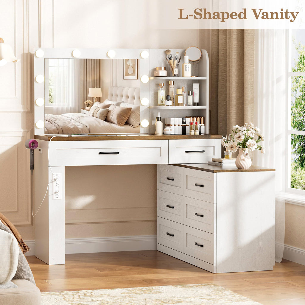 Antique White 6-Drawer Vanity Desk N776