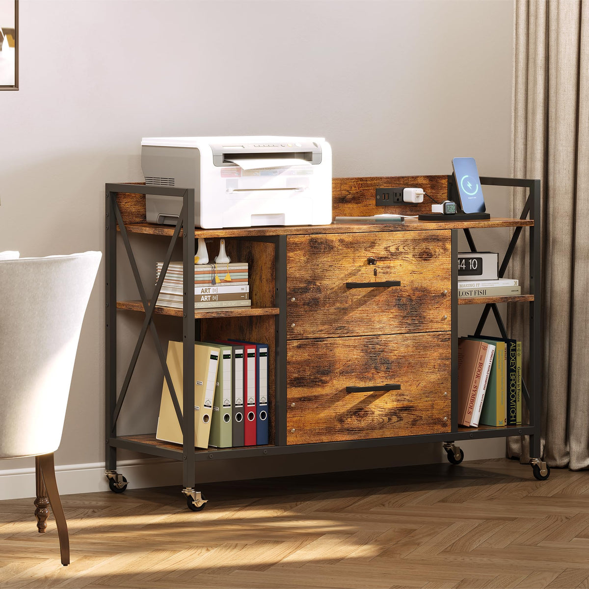 2 Drawer File Cabinet with Lock and Power Outlets G78909
