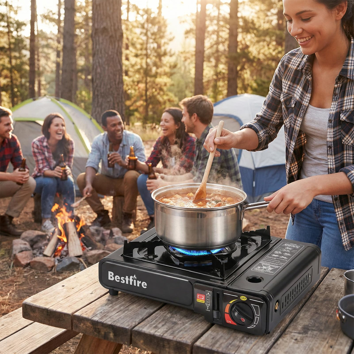 Portable Dual Fuel Single Burner Camping Stove Q14538