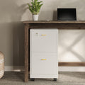 White 2 Drawer Wooden File Cabinet with Lock J18379