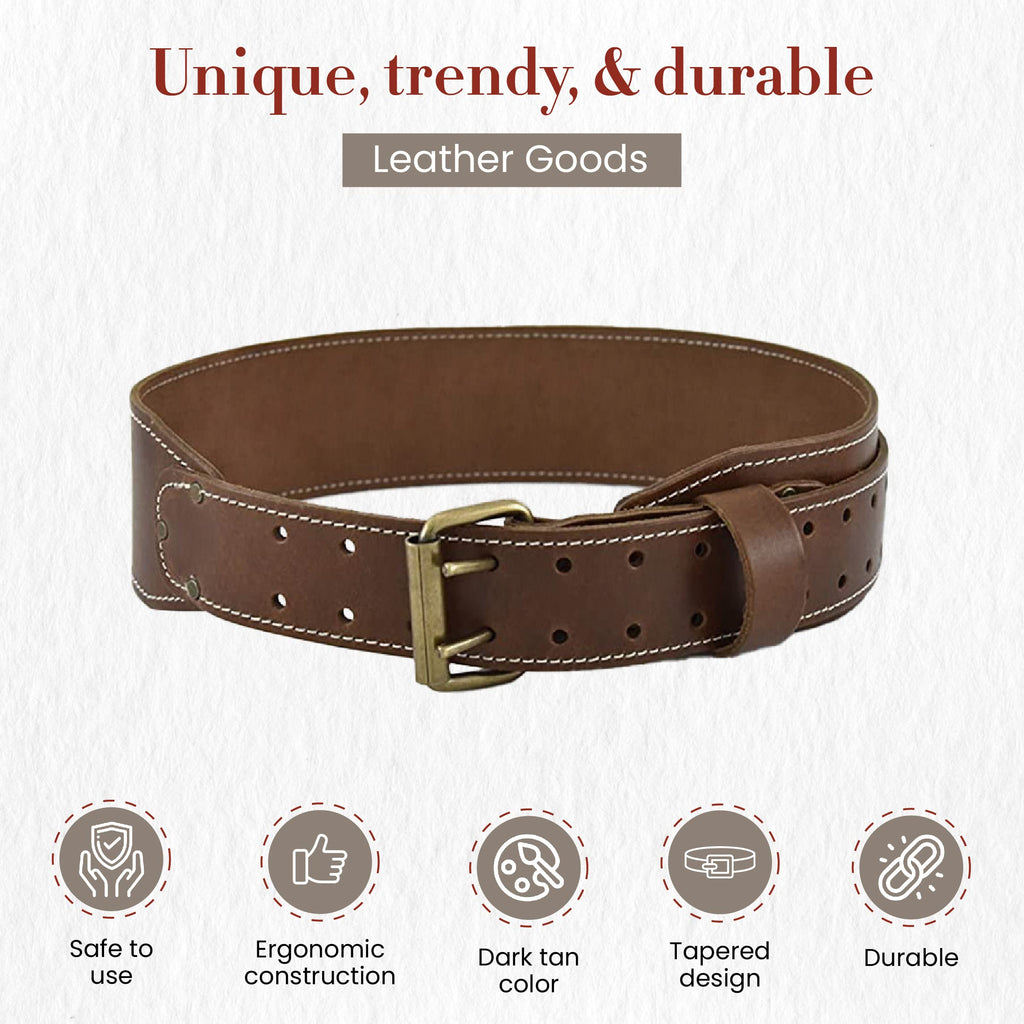3" Wide Tapered Full-Grain Leather Work Belt F49023