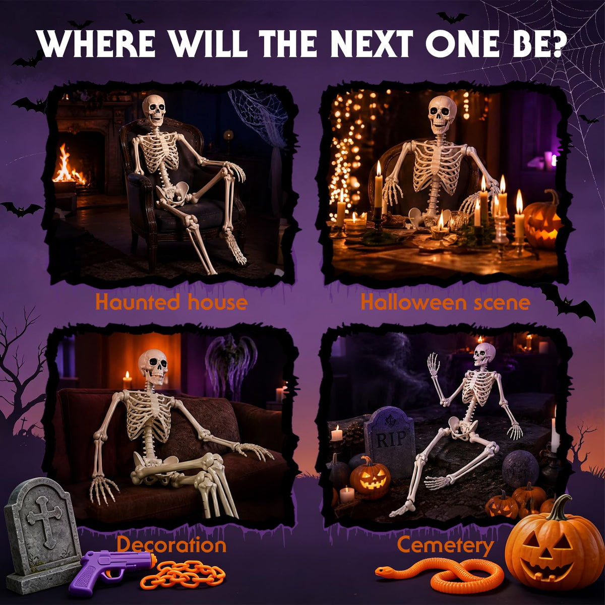 5.4FT Posable Life Size Skeleton (2PCS) X6448