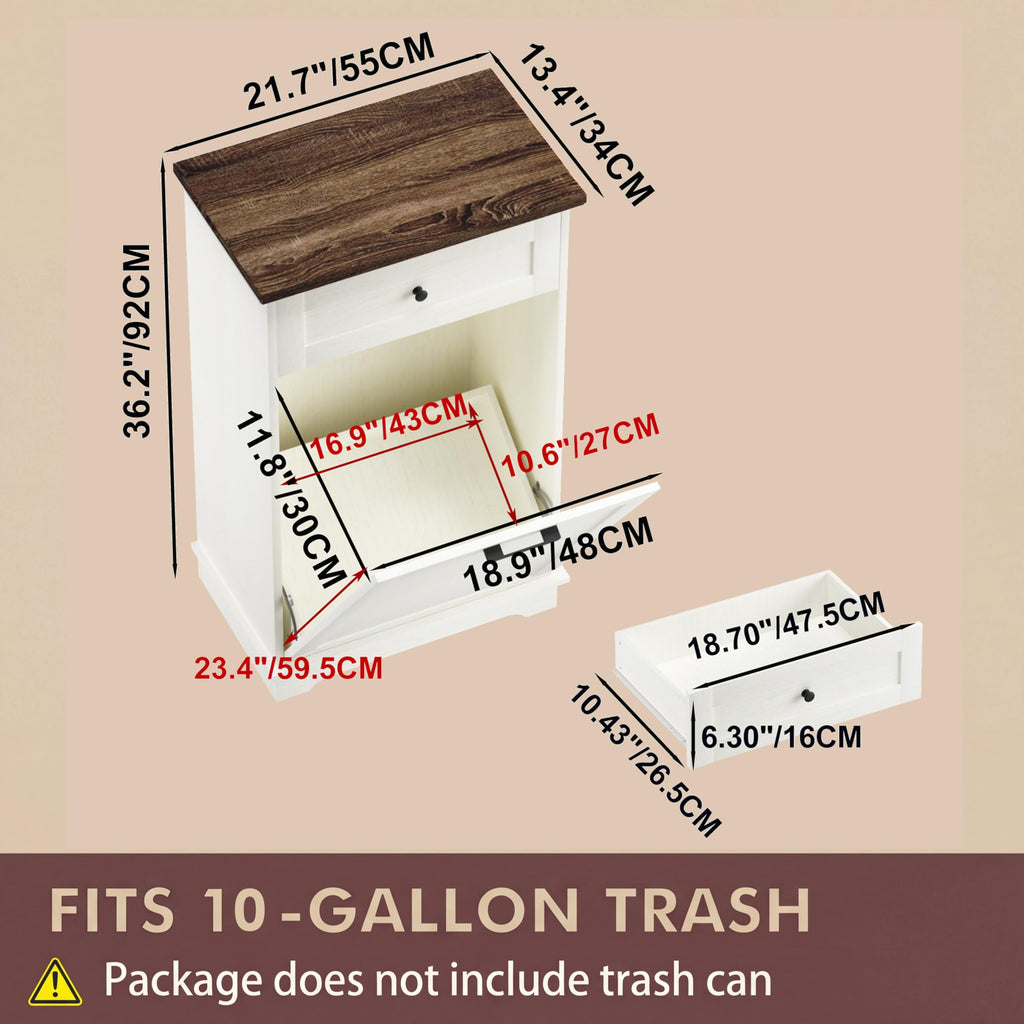 Double Tilt Out Trash Cabinet for 10 Gallon Trash Cans, Antique White Q790481