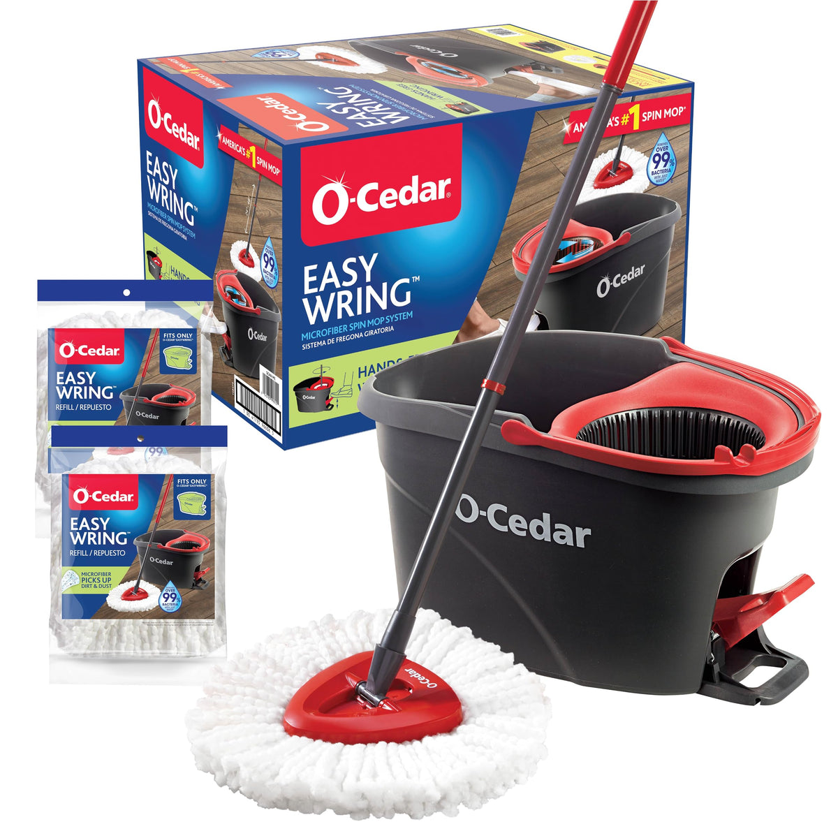 Microfiber Spin Mop & Bucket Floor Cleaning System with 2 Refills A858022