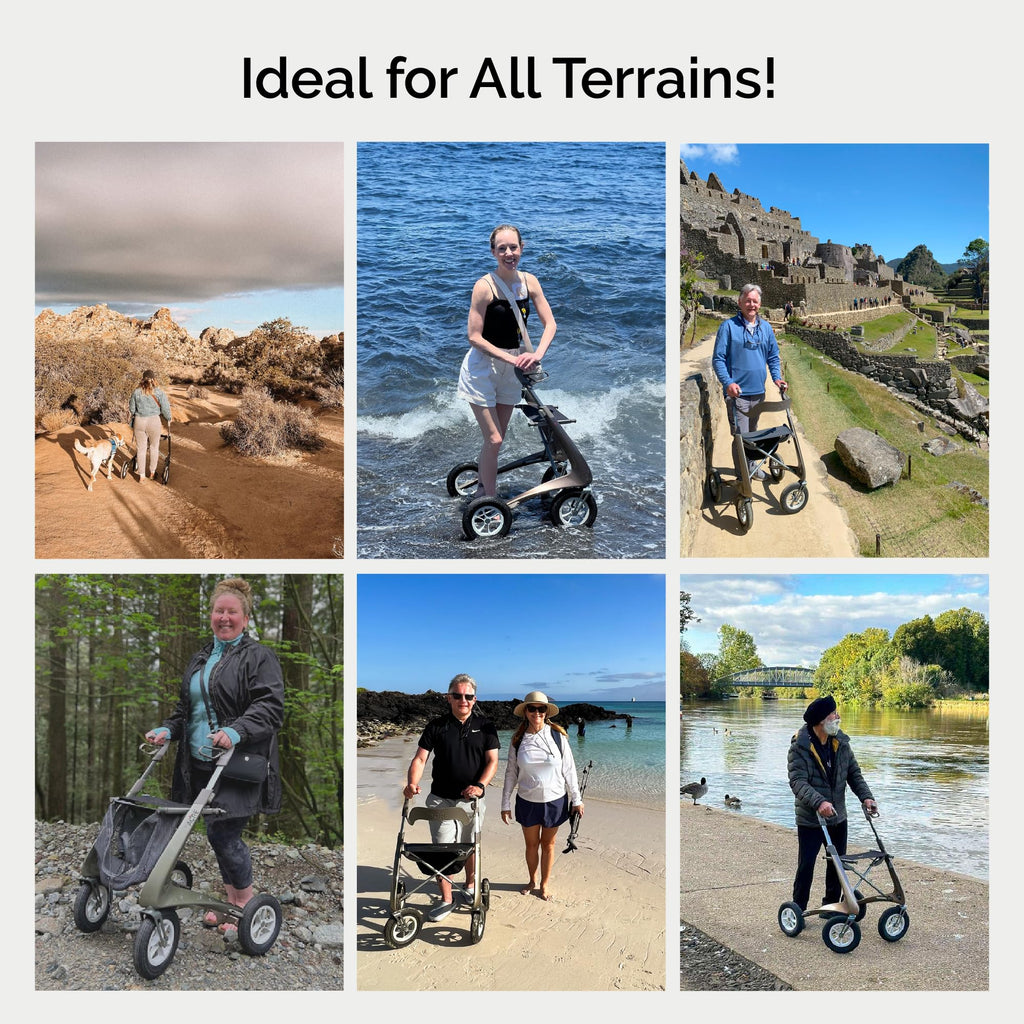 Carbon All Terrain Foldable Rollator with Seat R325