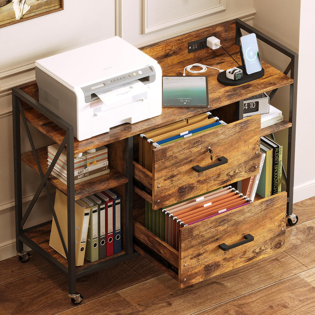 2 Drawer File Cabinet with Lock and Power Outlets G78909