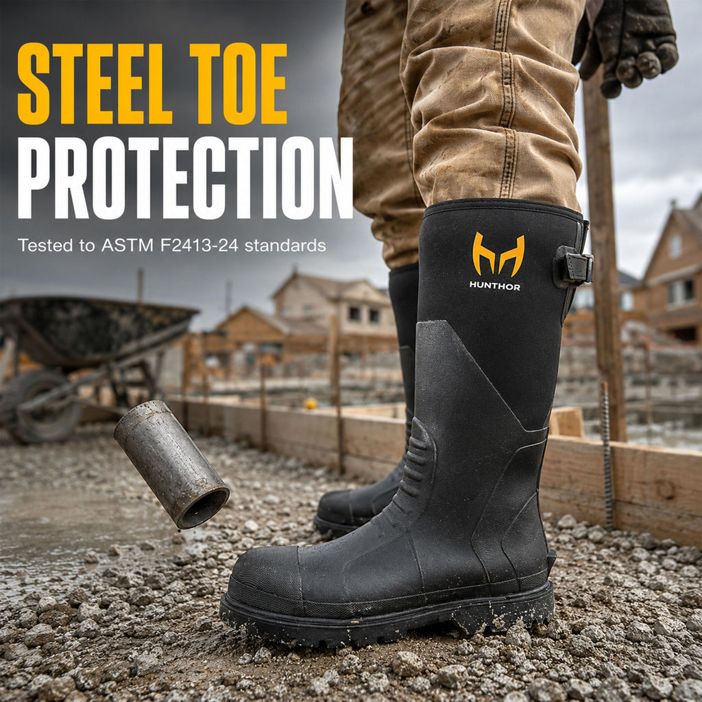 Steel Toe Rubber Work Boots with Steel Shank W7704