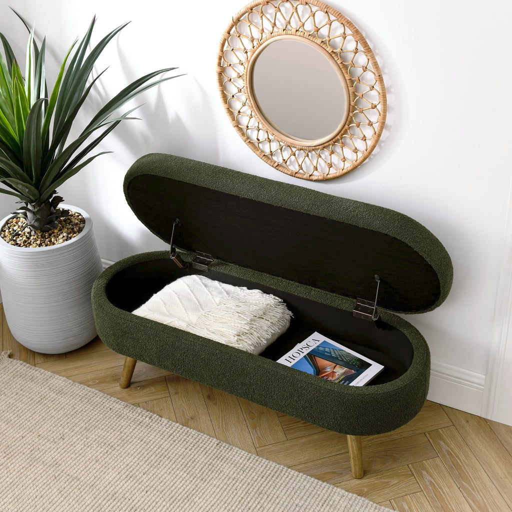 Oval Storage Bench with Rubber Wood Legs P7129