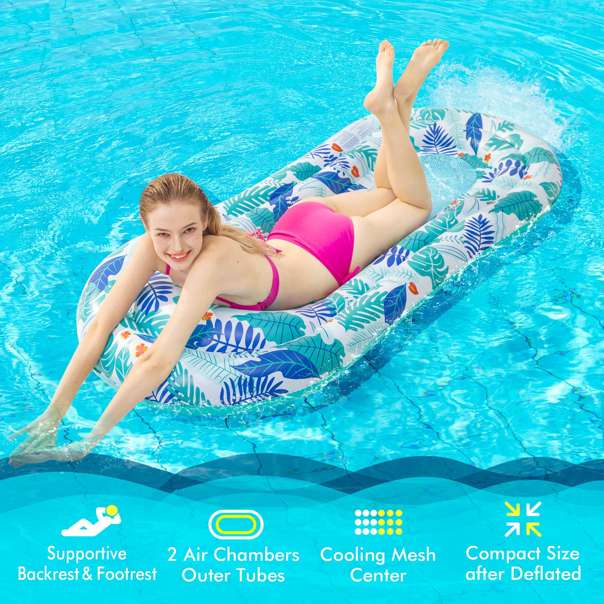 2 Pack Inflatable Pool Floats Lounger B7869