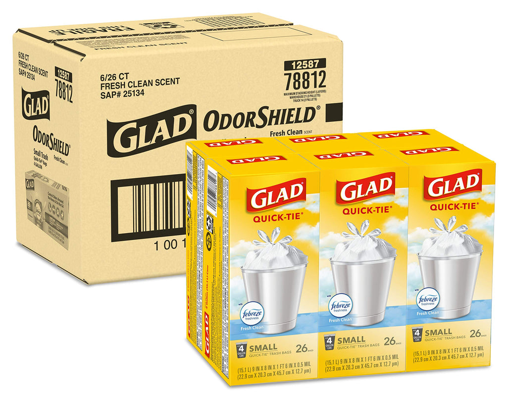 4 Gallon White Trash Bags, 26 Count (Pack of 6) P4487