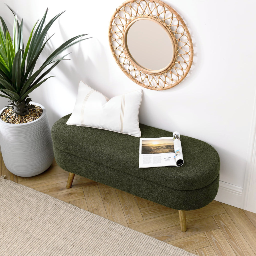 Oval Storage Bench with Rubber Wood Legs P7129
