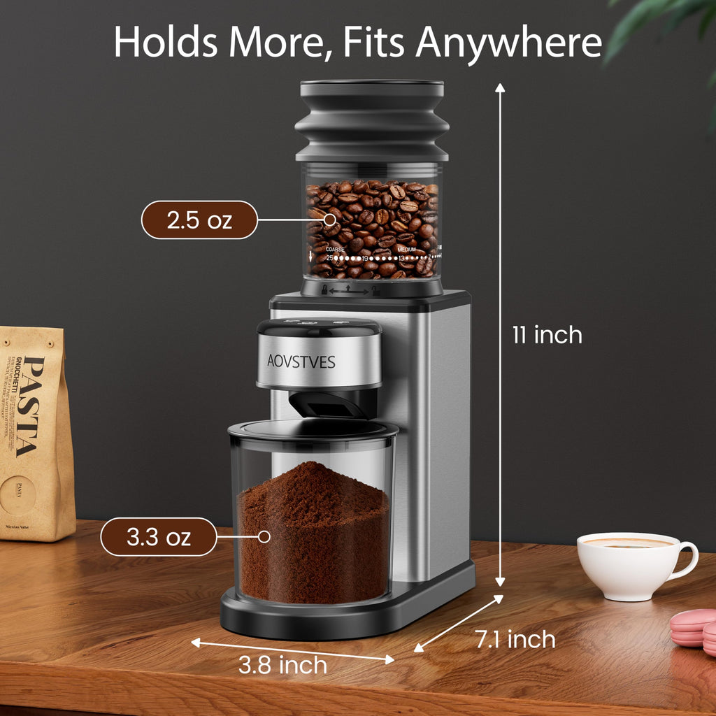 Electric Coffee Grinder with 25 Grinding Settings and 60-Second Timer S538