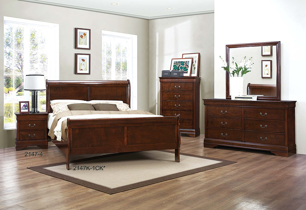 Cal King Cherry Sleigh Panel Bed P247