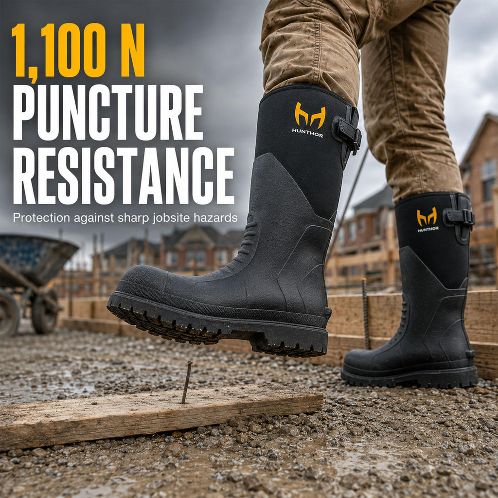 Steel Toe Rubber Work Boots with Steel Shank W7704