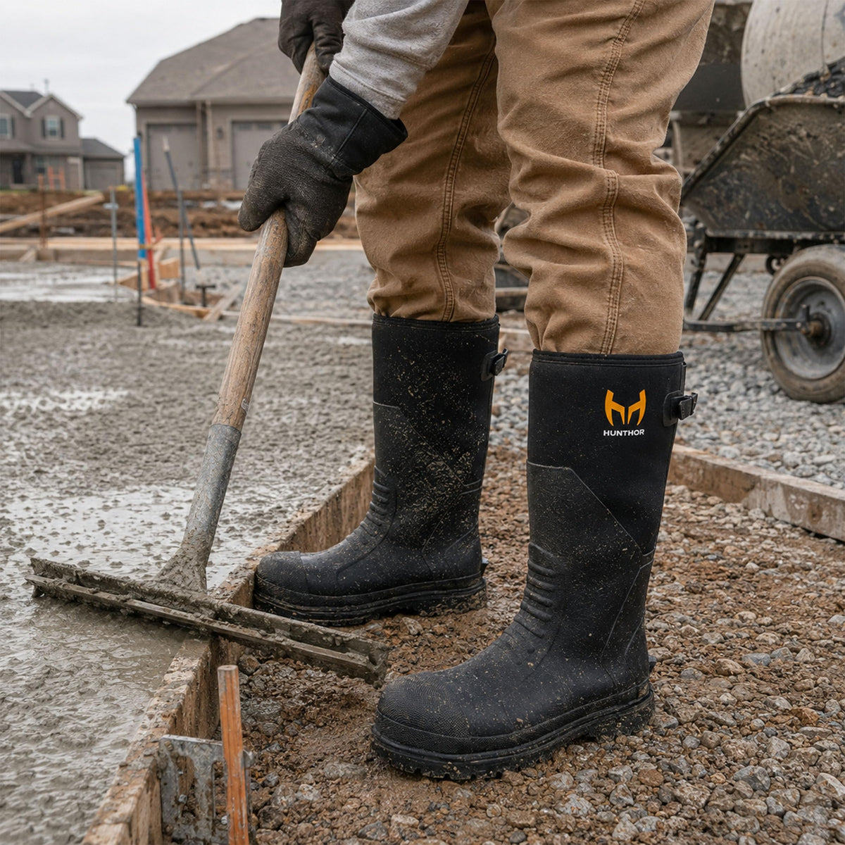 Steel Toe Rubber Work Boots with Steel Shank W7704