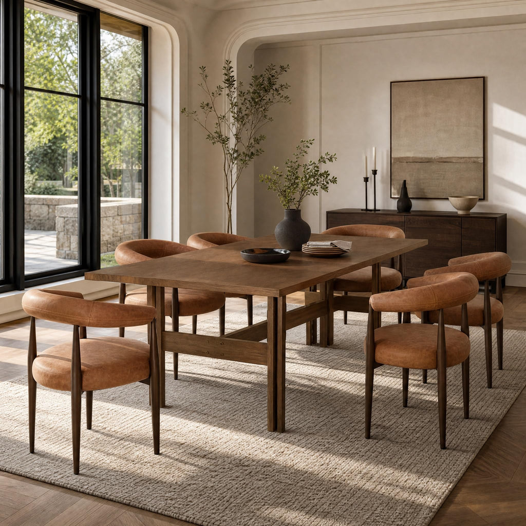 7-Piece Rubber Wood Dining Table Set with Chairs N5931