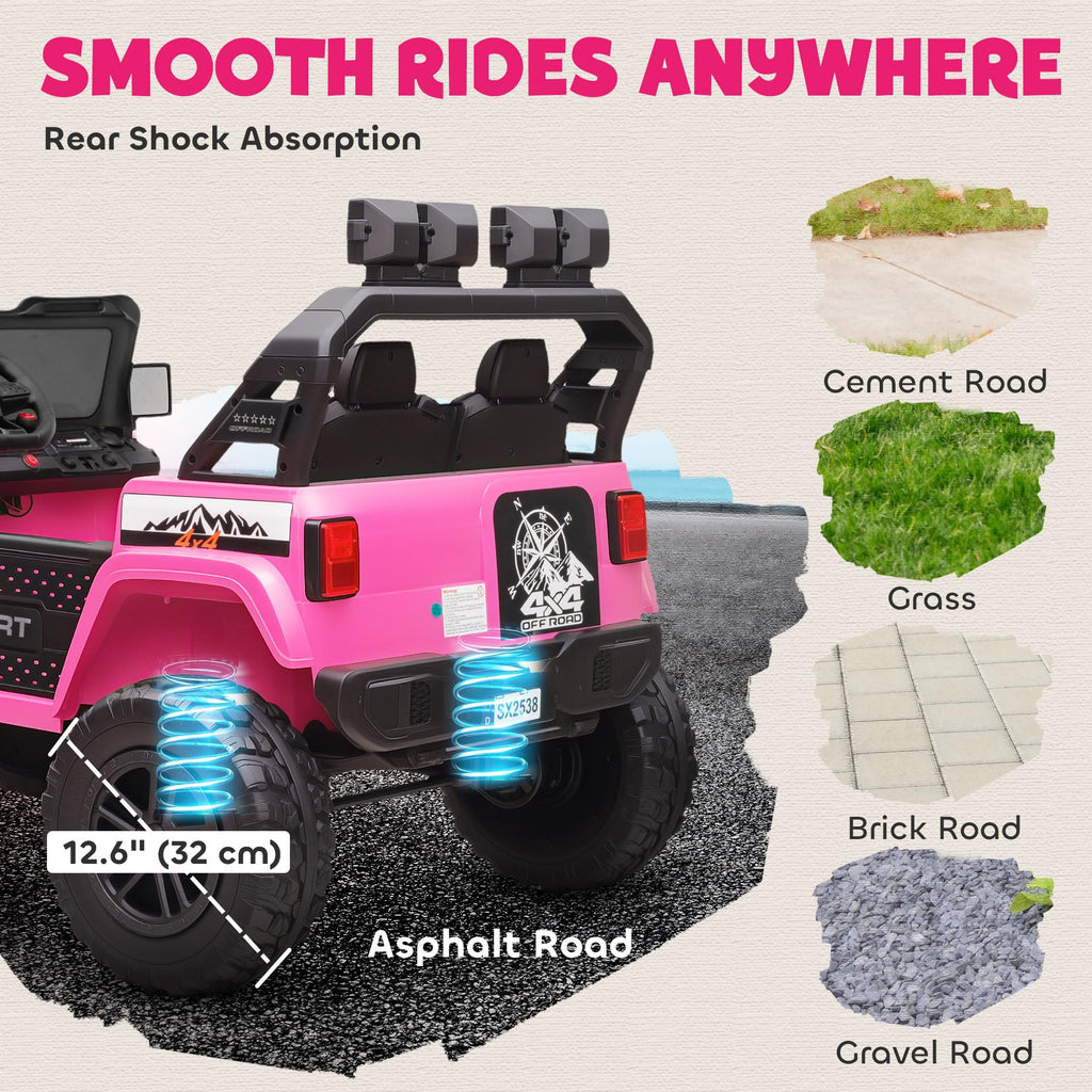 24V 2-Seater Kids Ride on Truck Car Pink O370