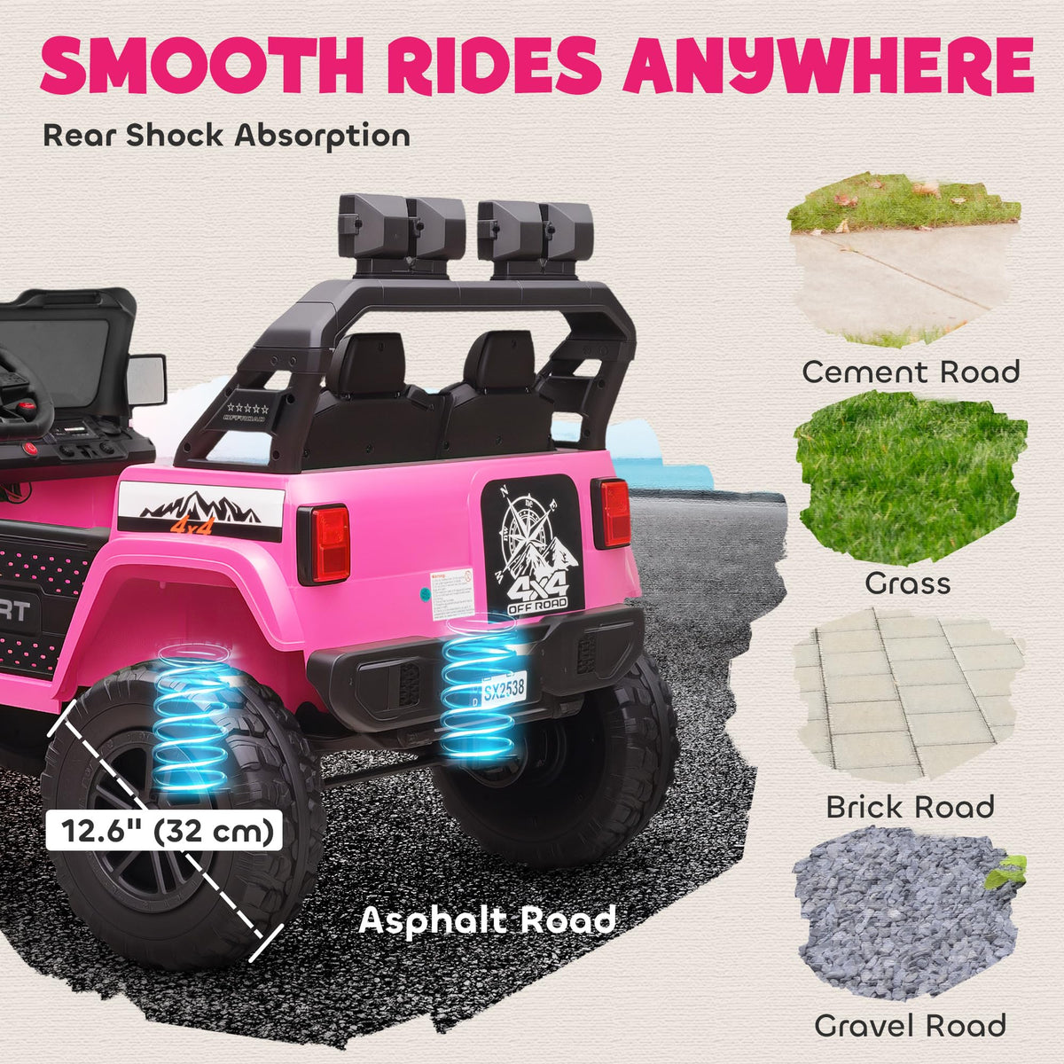 24V 2-Seater Kids Ride on Truck Car Pink O370