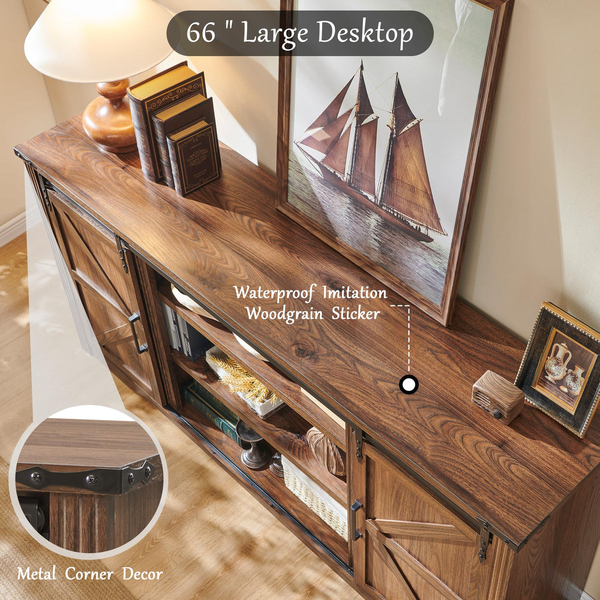 66" TV Stand with 4 Drawers Z930