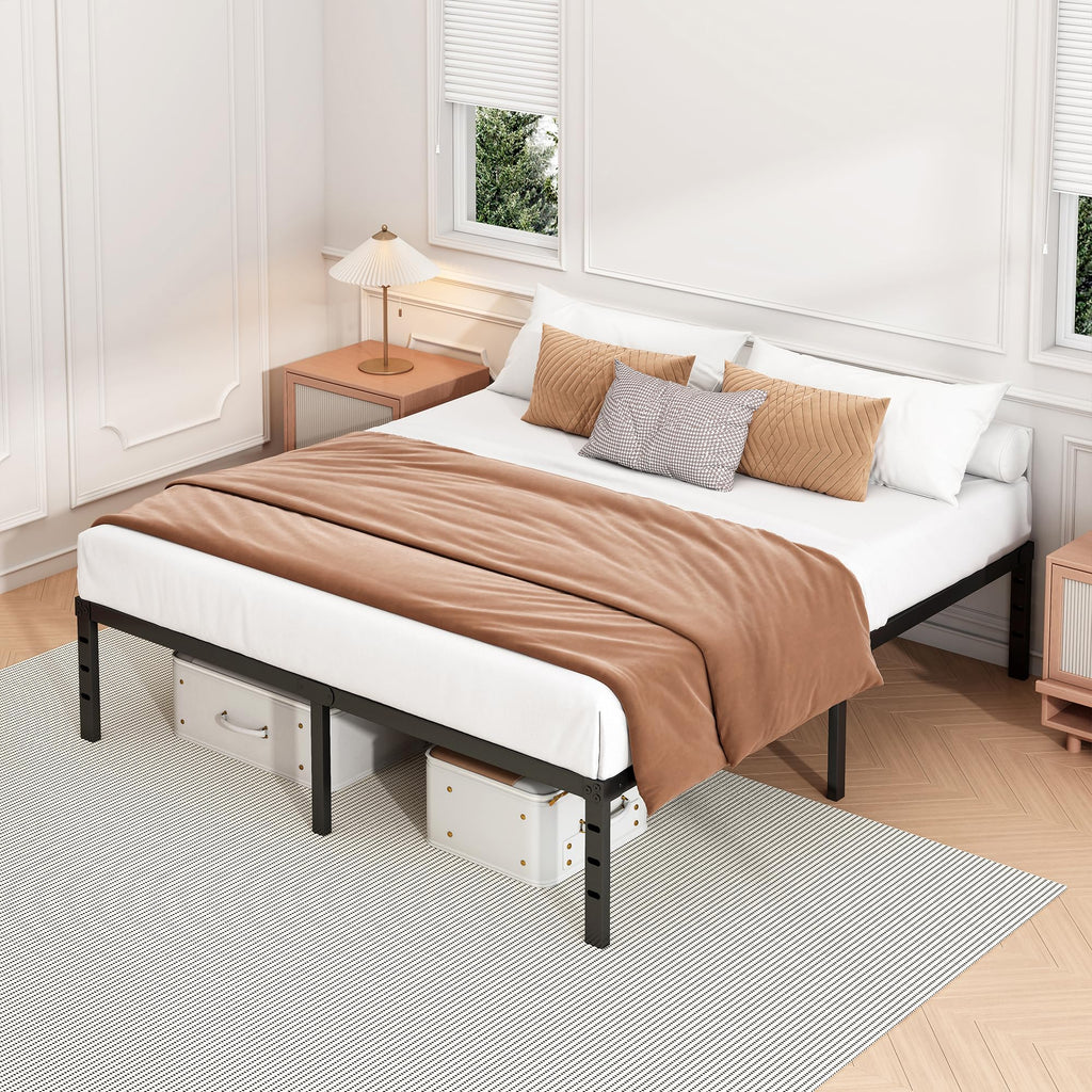 18 Inch Full Bed Frame with Under Bed Storage, Black K523628