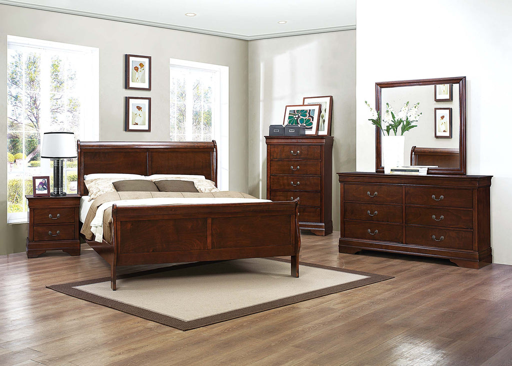 Cal King Cherry Sleigh Panel Bed P247