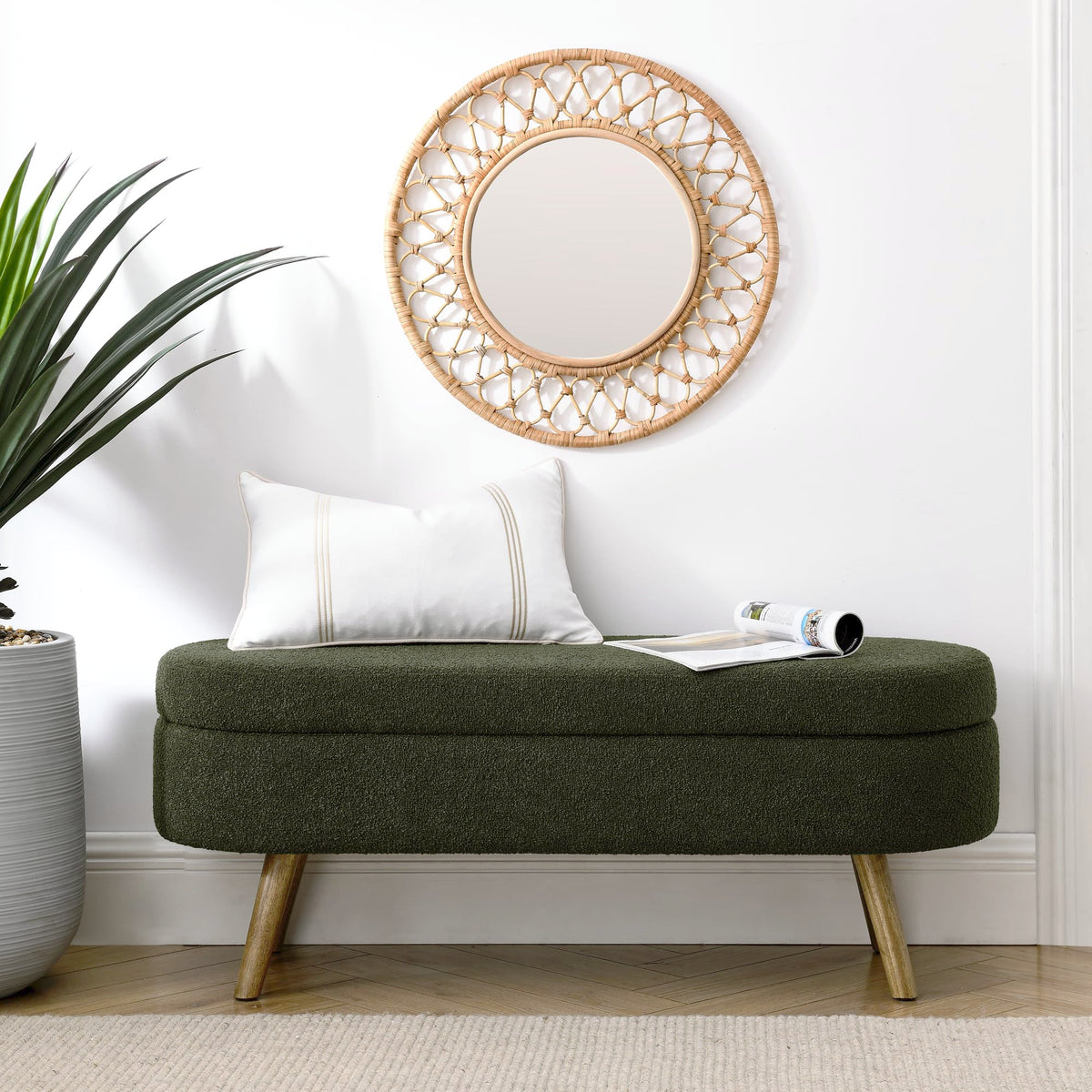 Oval Storage Bench with Rubber Wood Legs P7129