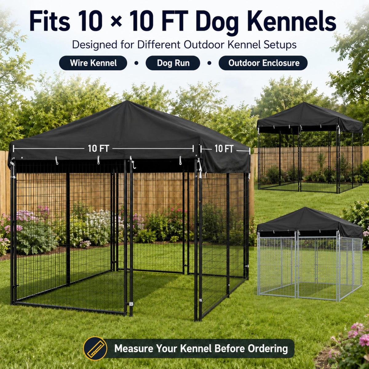 10x10 FT Heavy Duty Waterproof Dog Kennel Cover T4254