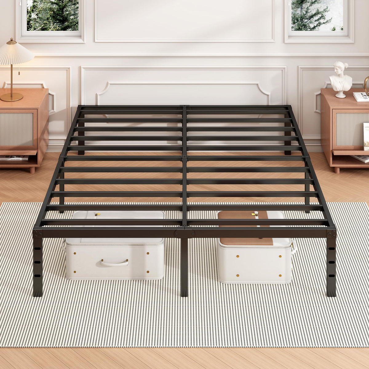 18 Inch Full Bed Frame with Under Bed Storage, Black K523628