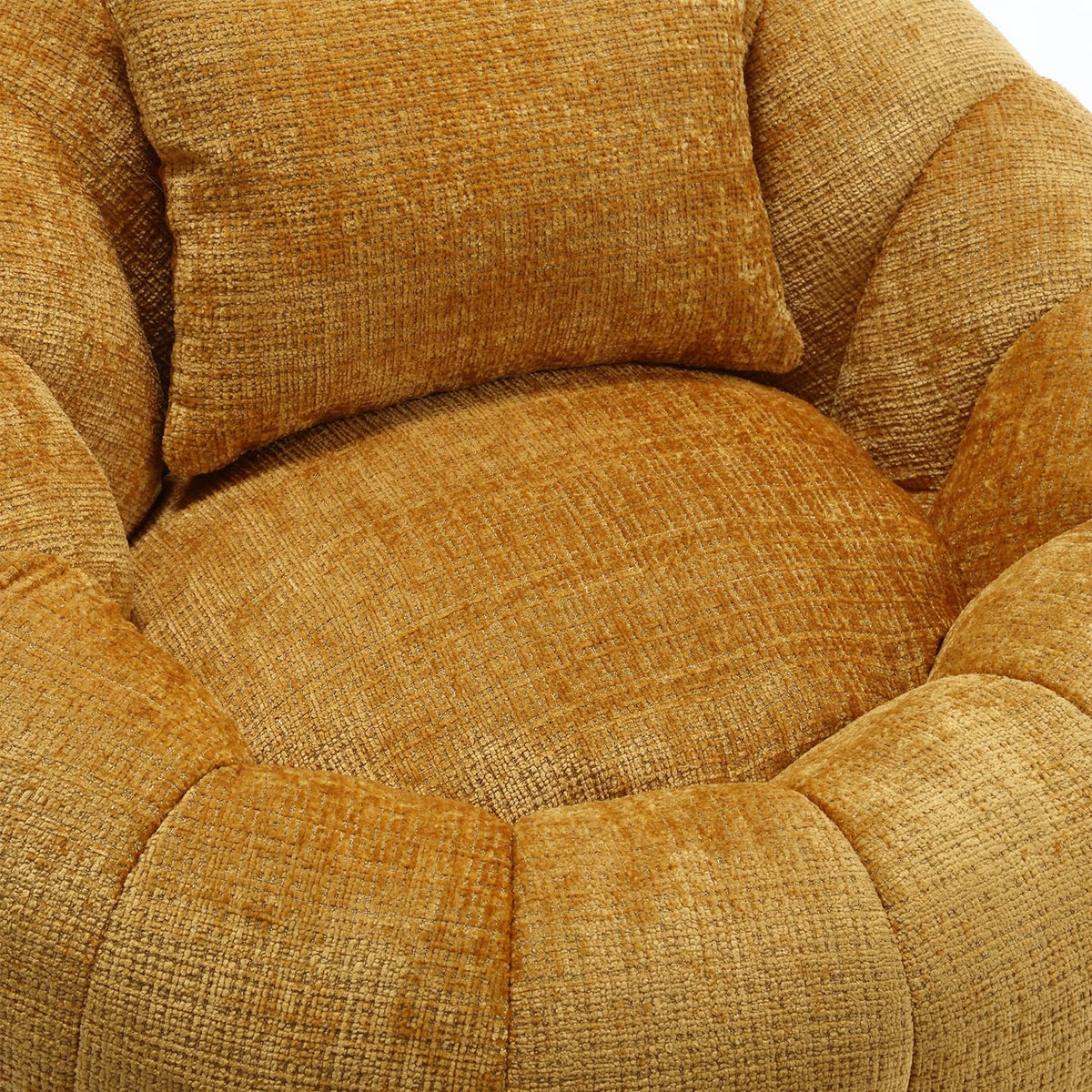 Yellow Chenille Bean Bag Chair with Ottoman and Pillow H34155