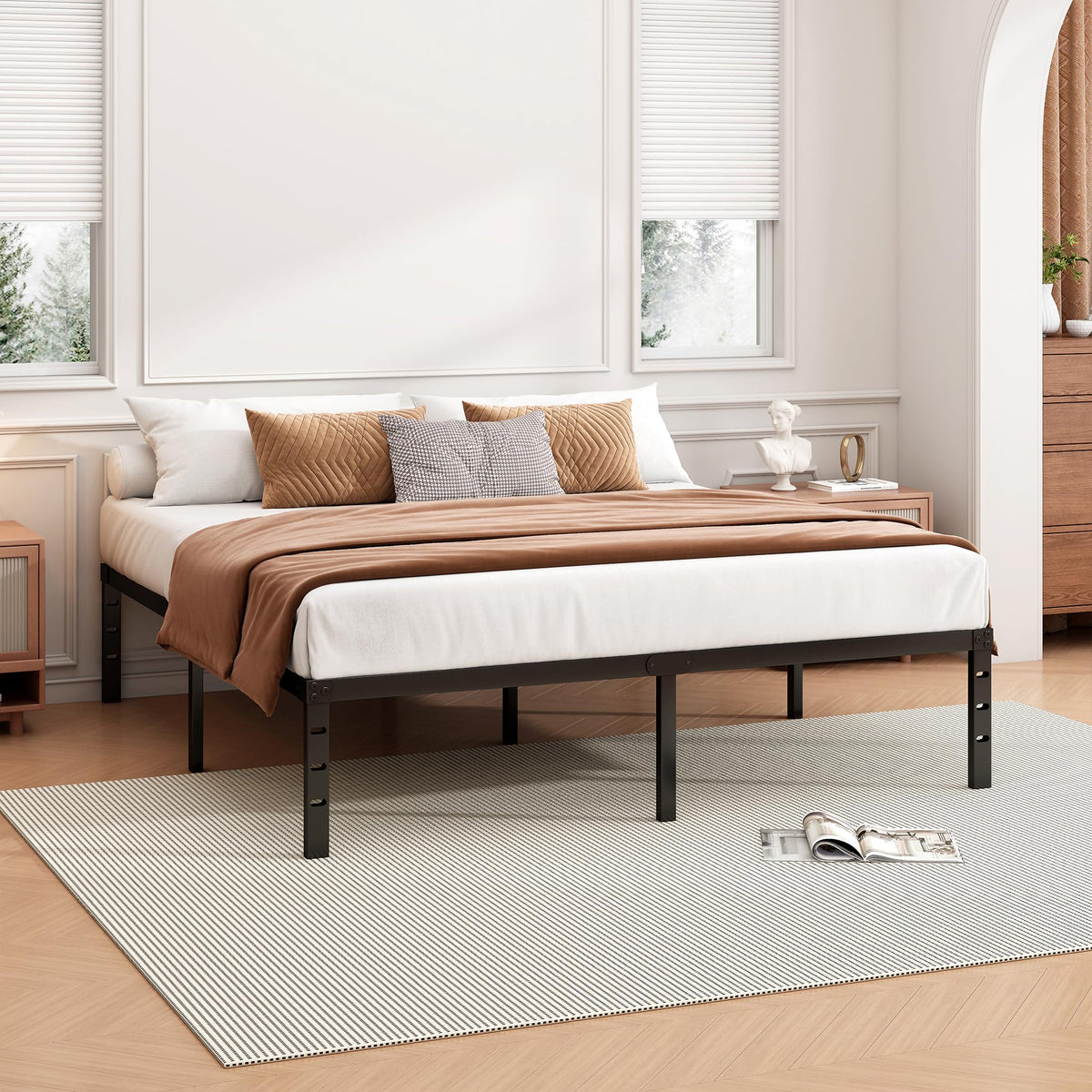 18 Inch Full Bed Frame with Under Bed Storage, Black K523628